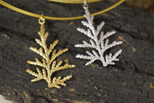 Cypress Leaf Necklace – Gold Plated Sterling Silver Pendant | Nature