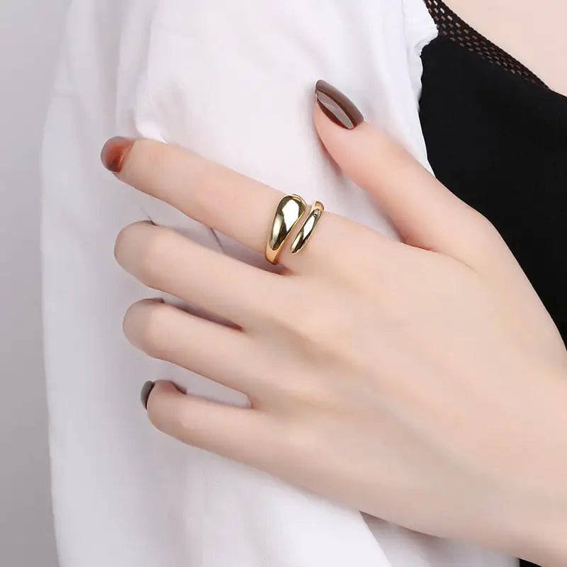 Silver Glossy Water Drop Ring