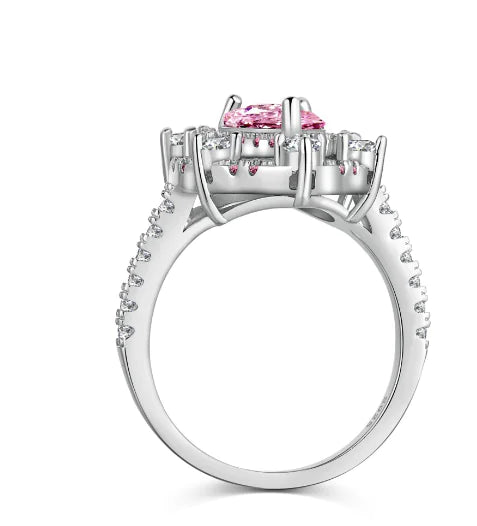 Luxury S925 Sterling Silver Water Drop Zircon Ring